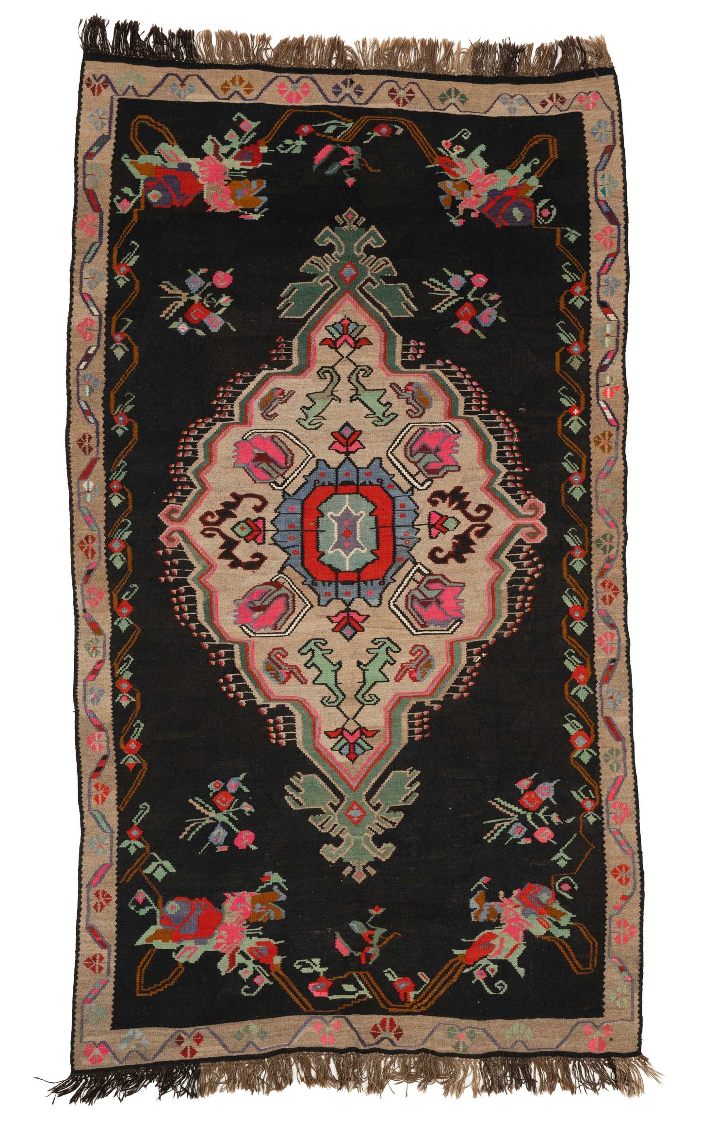 Erzurum Black Floral Kilim