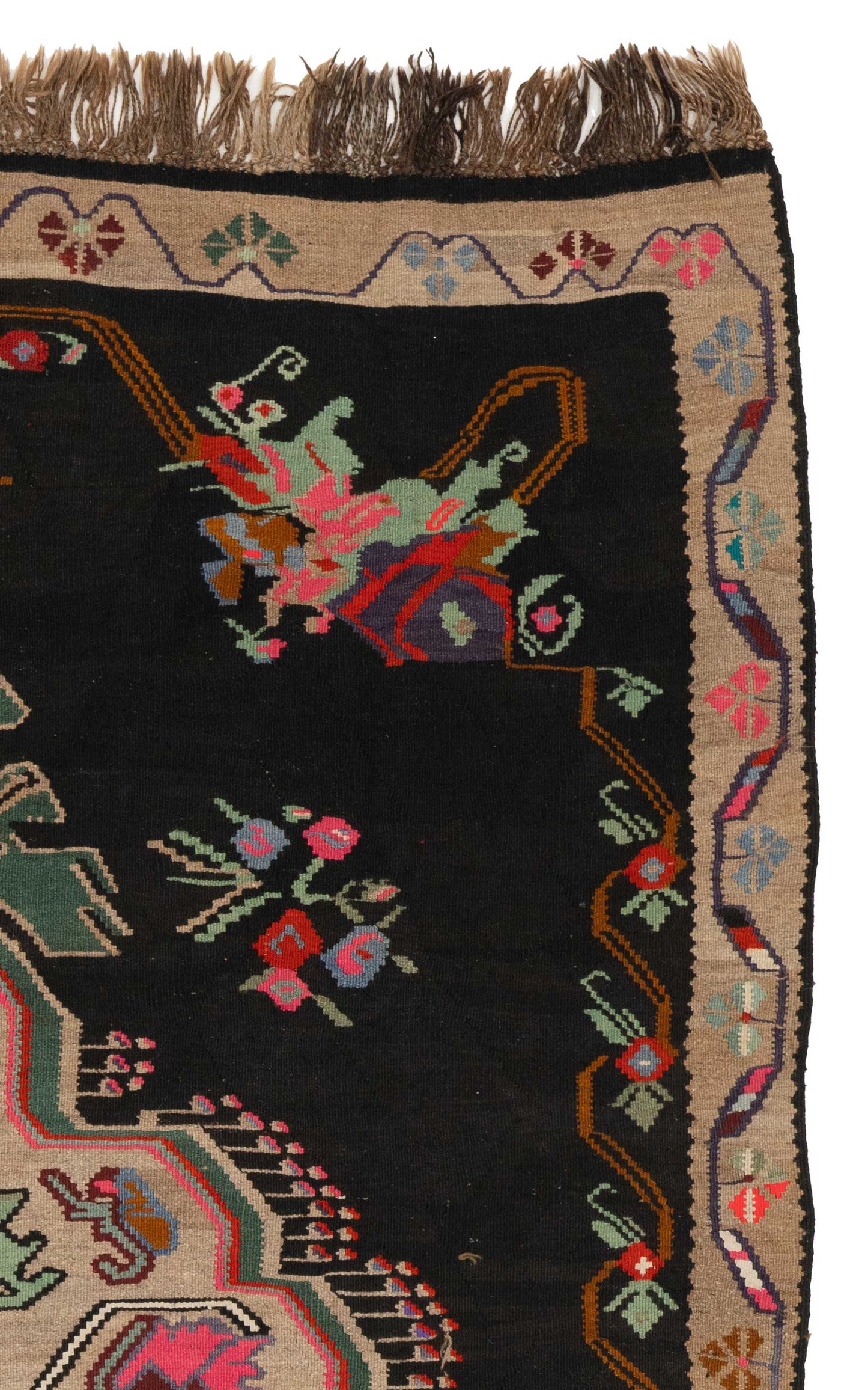 Erzurum Black Floral Kilim