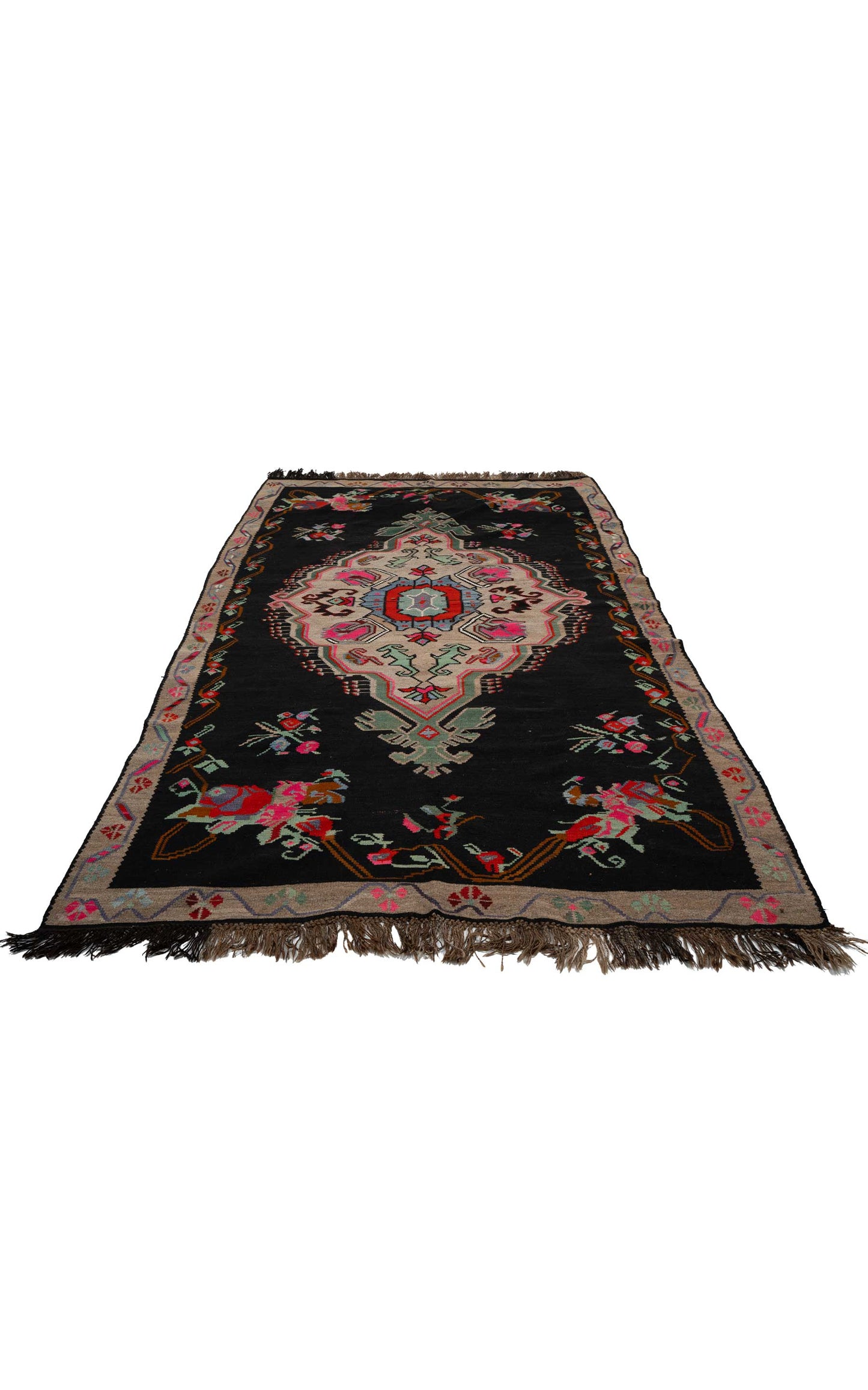Erzurum Black Floral Kilim