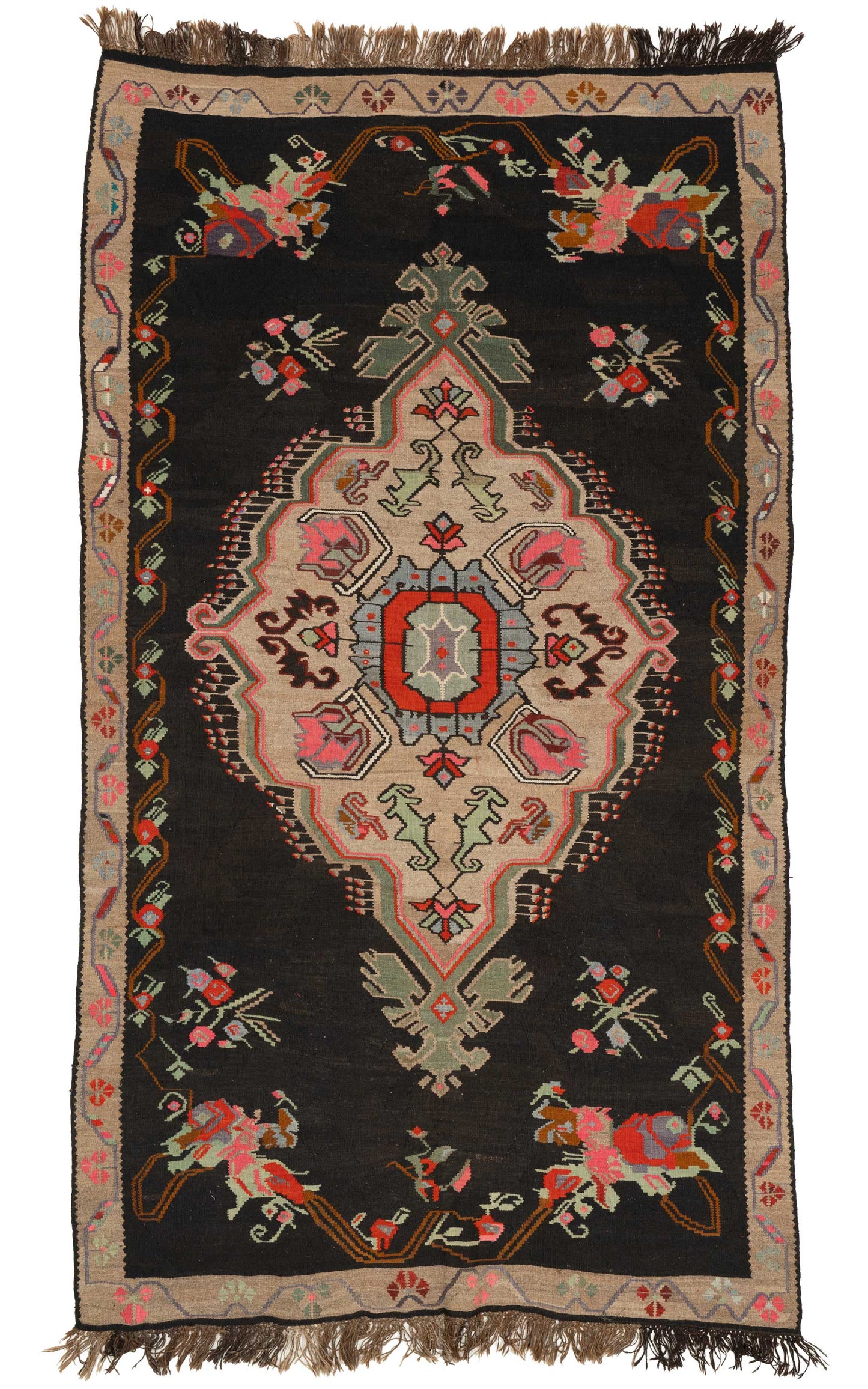 Erzurum Black Floral Kilim