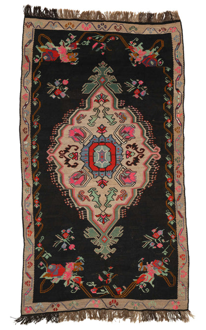 Erzurum Black Floral Kilim