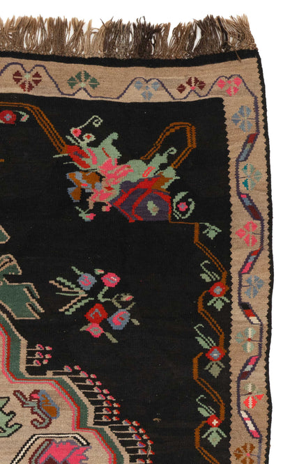 Erzurum Black Floral Kilim