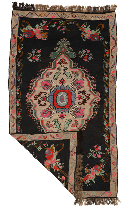 Erzurum Black Floral Kilim