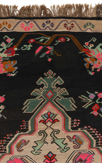 Erzurum Black Floral Kilim