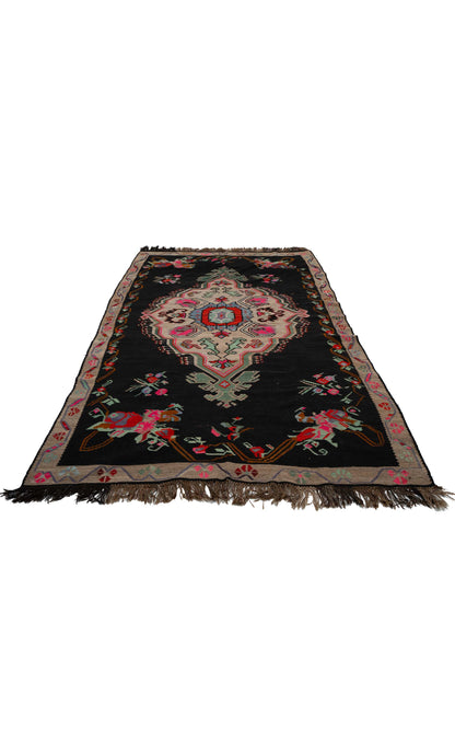 Erzurum Black Floral Kilim