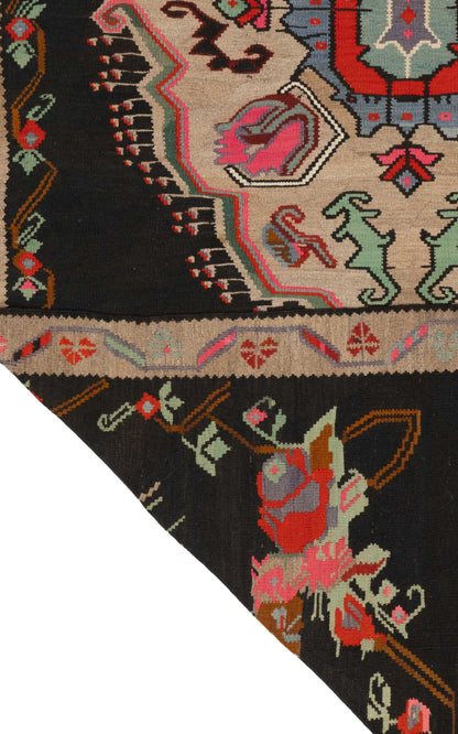 Erzurum Black Floral Kilim