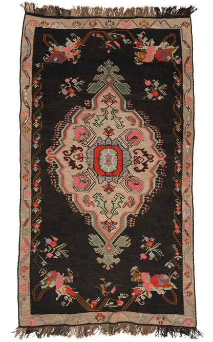 Erzurum Black Floral Kilim